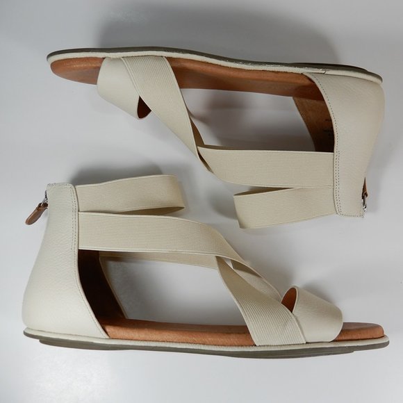 Gentle Souls Break Flat SANDALS Size 11 Elastic Stone Cream  Gentle Souls Break Flat SANDALS Size 11 Elastic Stone Cream Ankle Strap NEW $170